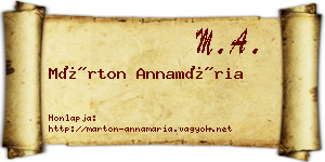 Márton Annamária névjegykártya